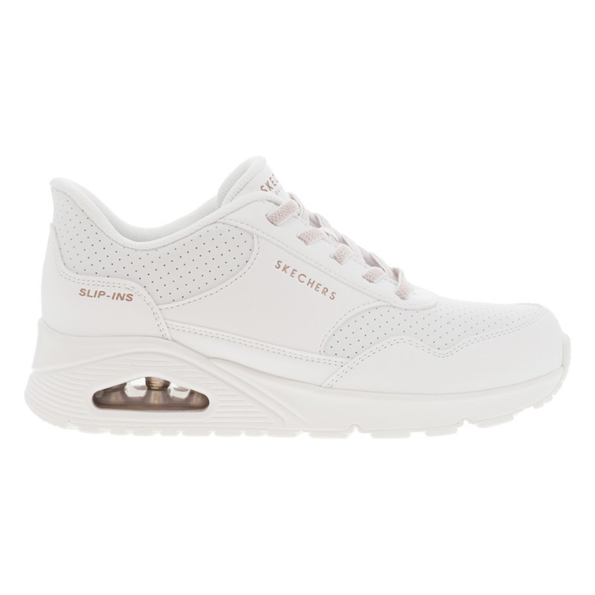 Baskets running blanches avec semelle à talon plat et système slip-ins blanches, SKECHERS