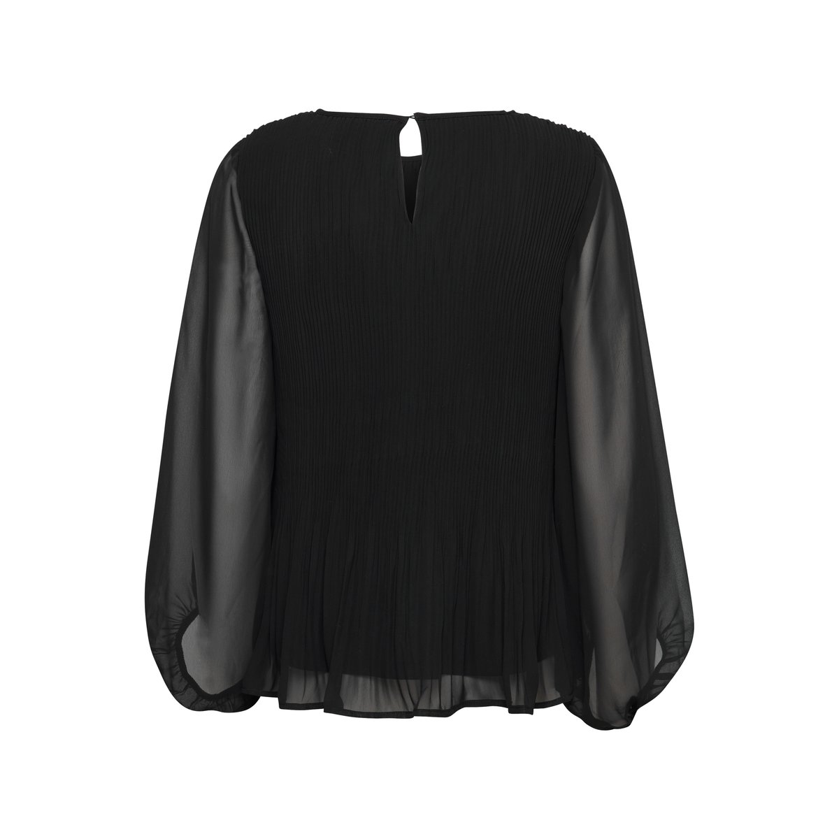 Blouse manches longues effet transparent noir black solid, ICHI