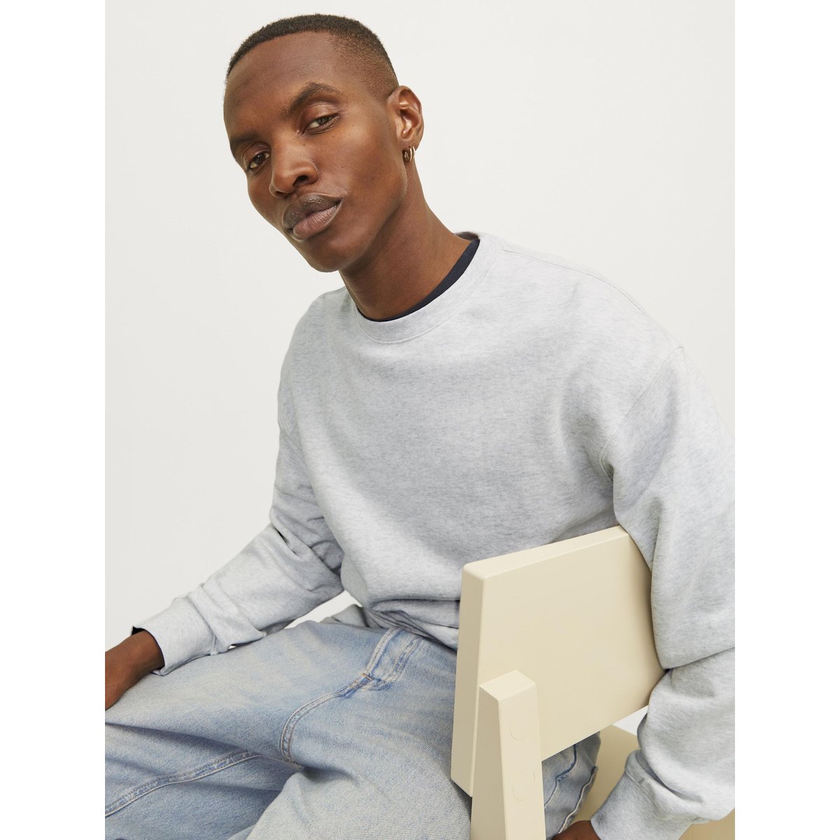 Sweat-Shirt white melange, JACK & JONES
