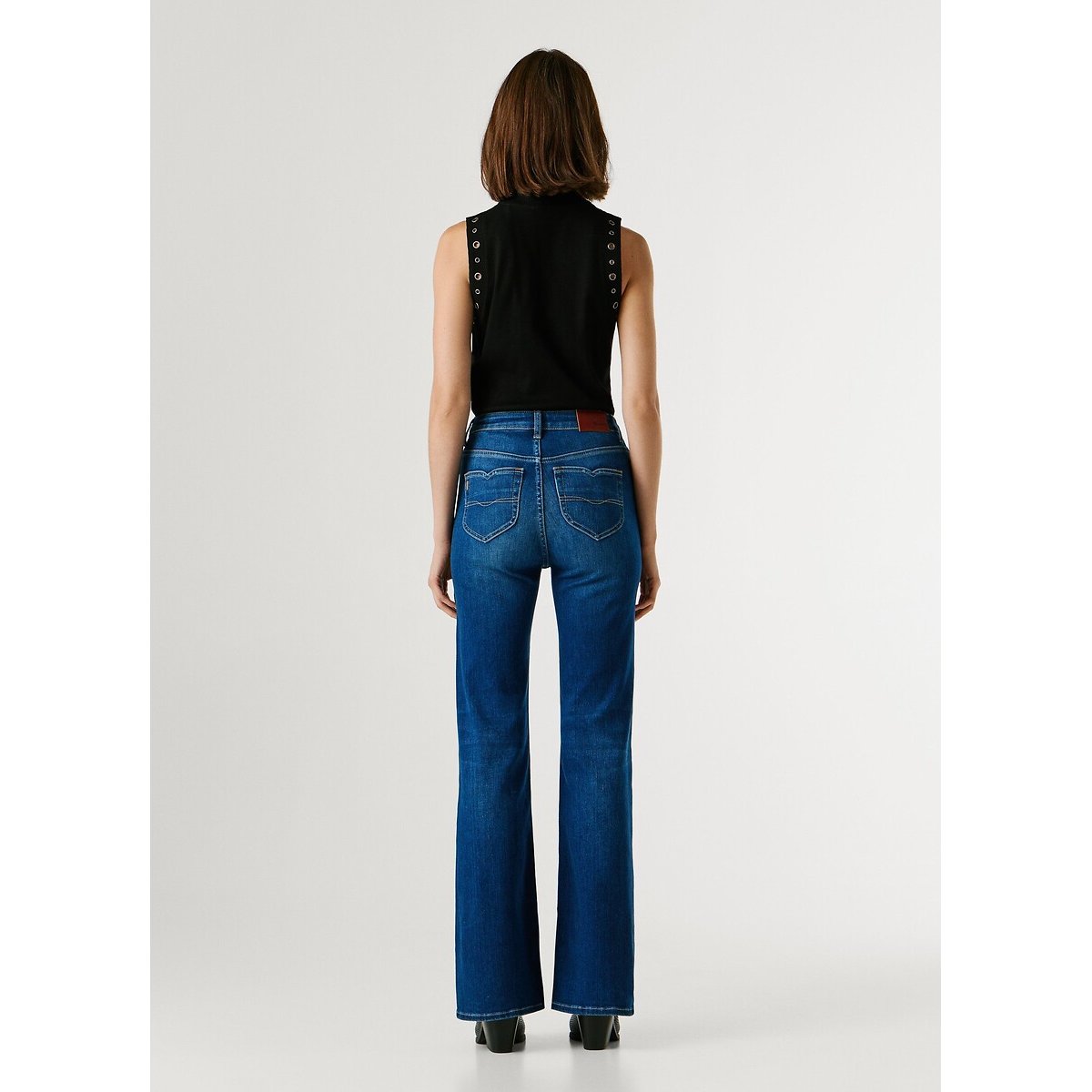 Jean flare taille haute WILLA used pepe blue powerflex, PEPE JEANS