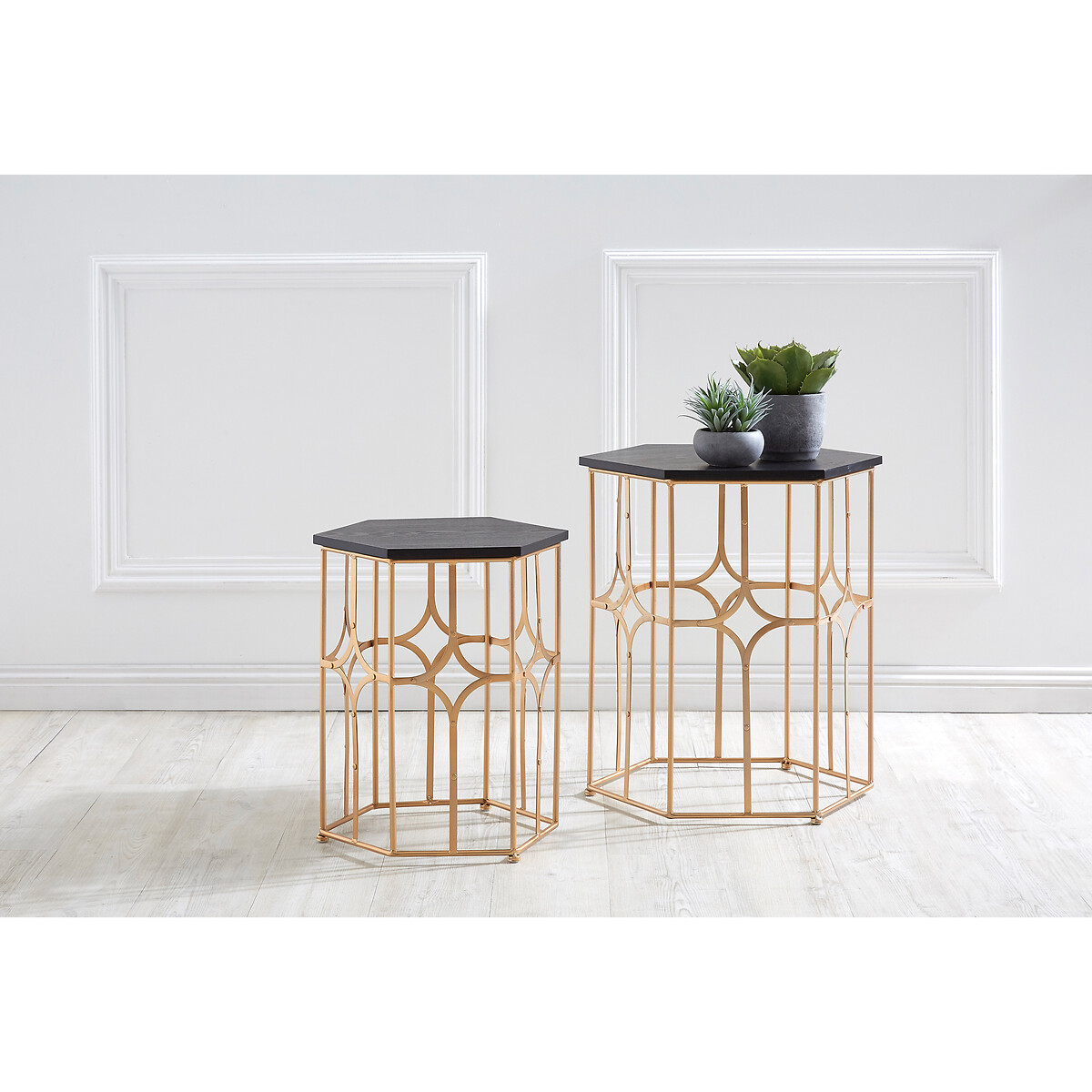 Set of 2 Rose Gold Side Tables gold-coloured, SO'HOME