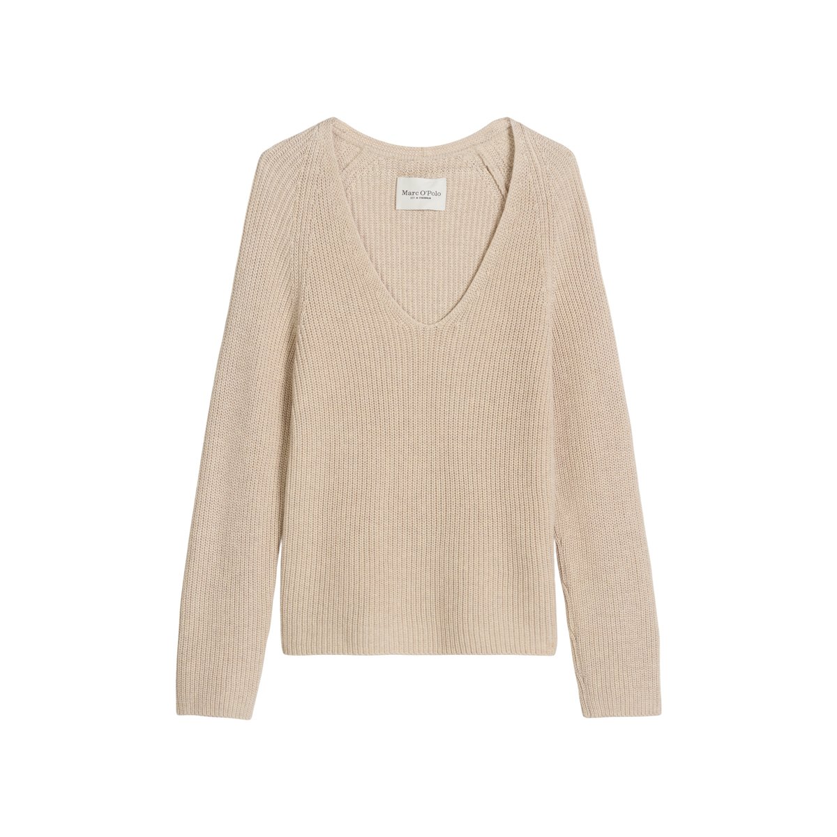 Pull-over regular en coton bio beige, MARC O'POLO