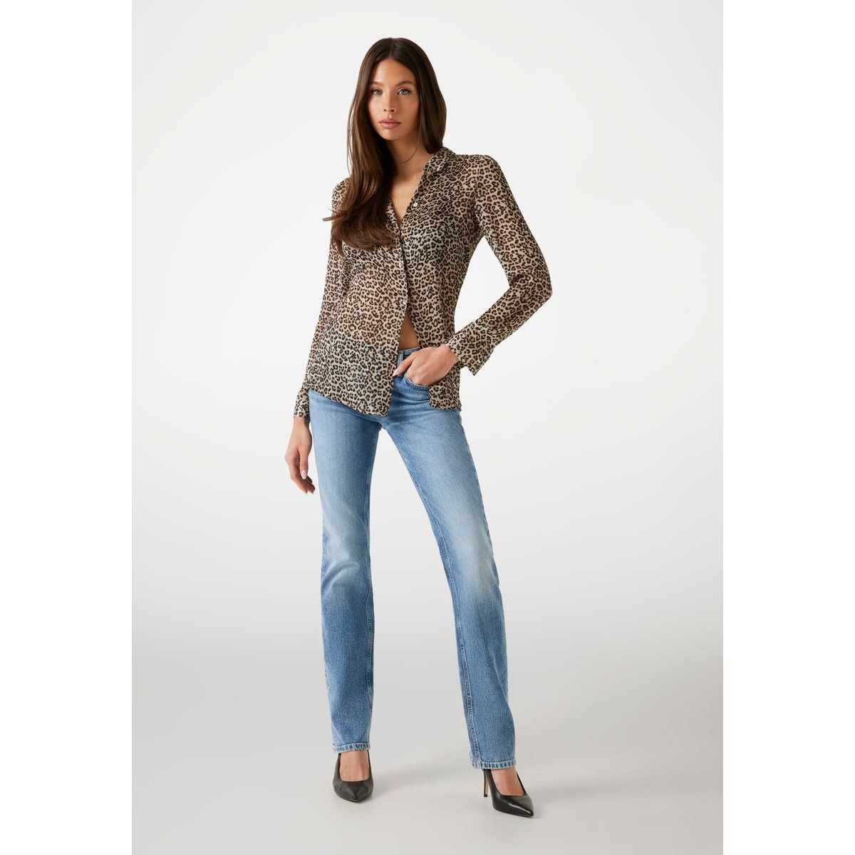 Chemise Mousseline Imprimé Léopard animalier, GUESS