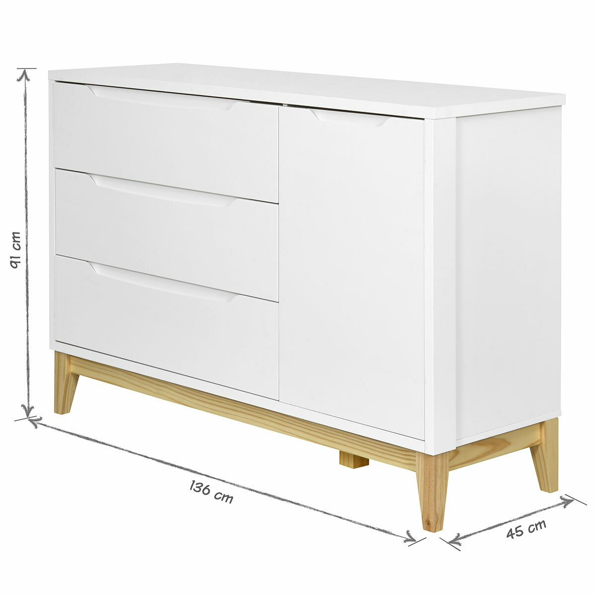 Commode YOONA blanc et bois, AKITEN RETAIL