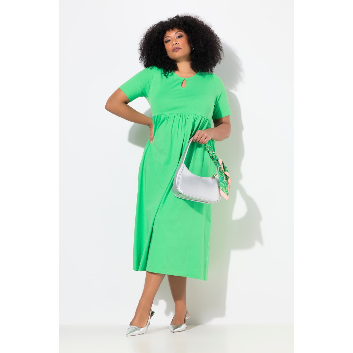 Robe maxi coupe évasée, poches menthe verte, ULLA POPKEN