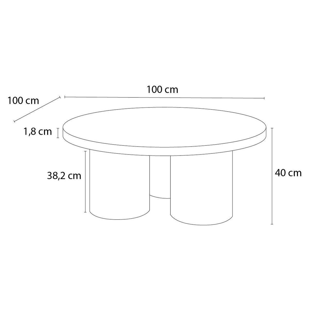 Table basse ronde en placage, AMANZA marron clair, BOBOCHIC