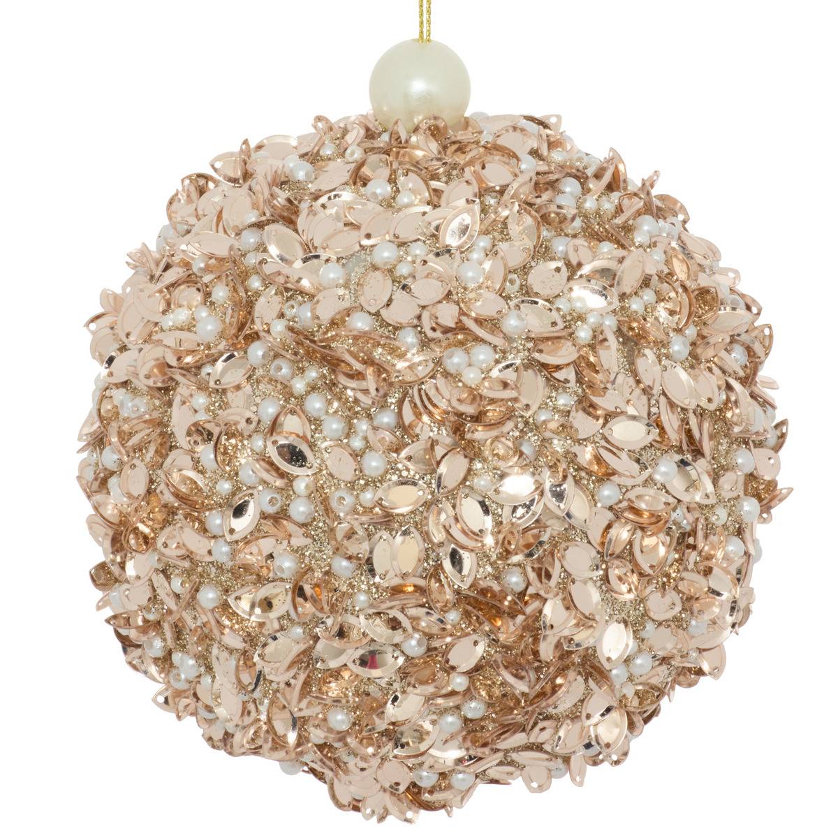 Boule de Noël séquins et perles dorés D. 100 mm dore, FEERIC LIGHTS & CHRISTMAS