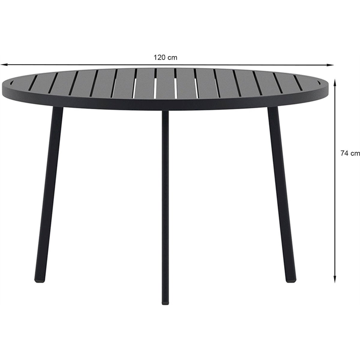 Table de jardin ronde aluminium GIARDINI noir, RECOLLECTION
