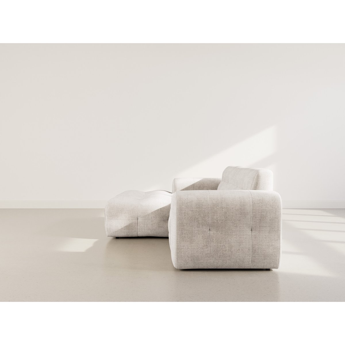 Canapé d'angle gauche en velours texturé, DIANE beige, BEST MOBILIER