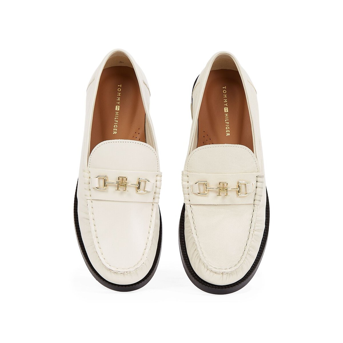 Mocassini in morbida pelle beige, TOMMY HILFIGER