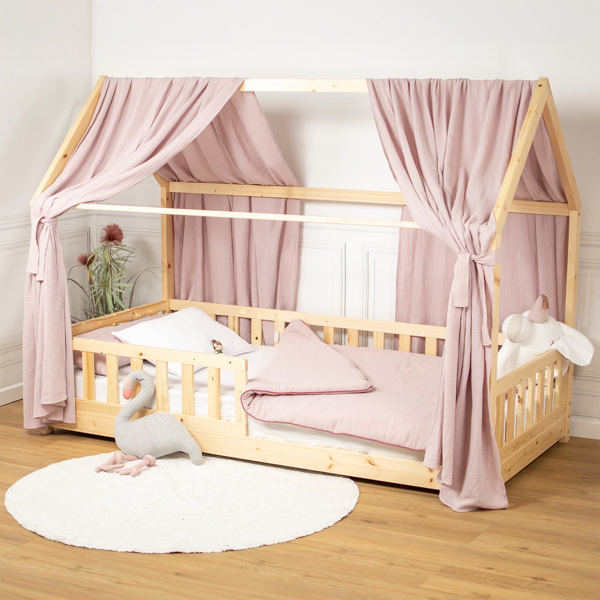 Set de Double Ciel de Lit cabane JEANNE rose, SEVIRA KIDS
