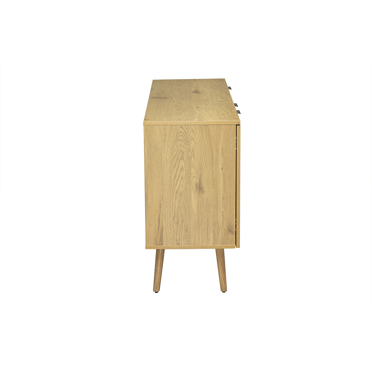 Buffet finition bois clair, cannage en rotin et métal noir 2 portes, 3 tiroirs L135 cm MANILLE couleur unique, MILIBOO