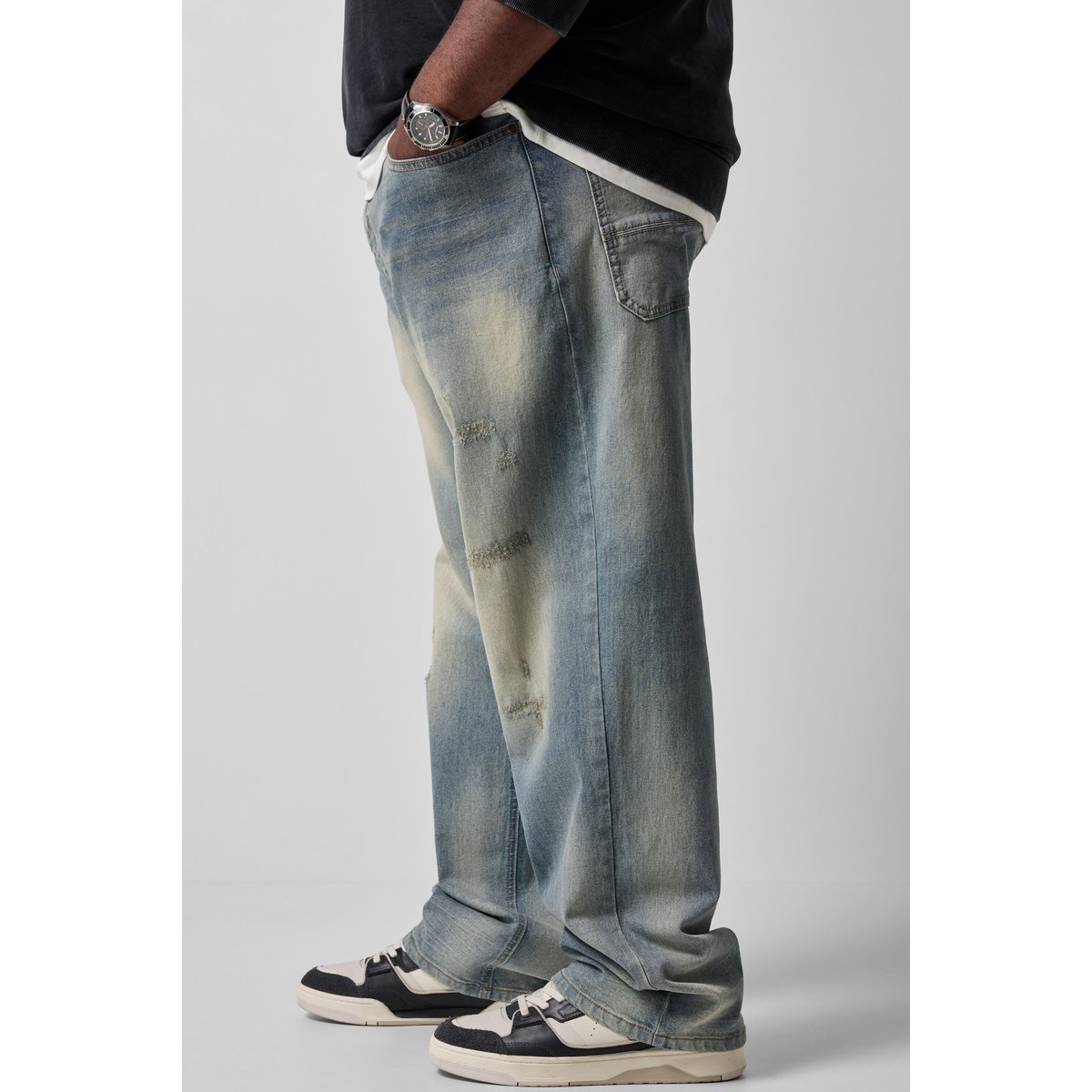 Jean en denim délavé jean blanchi, STHUGE