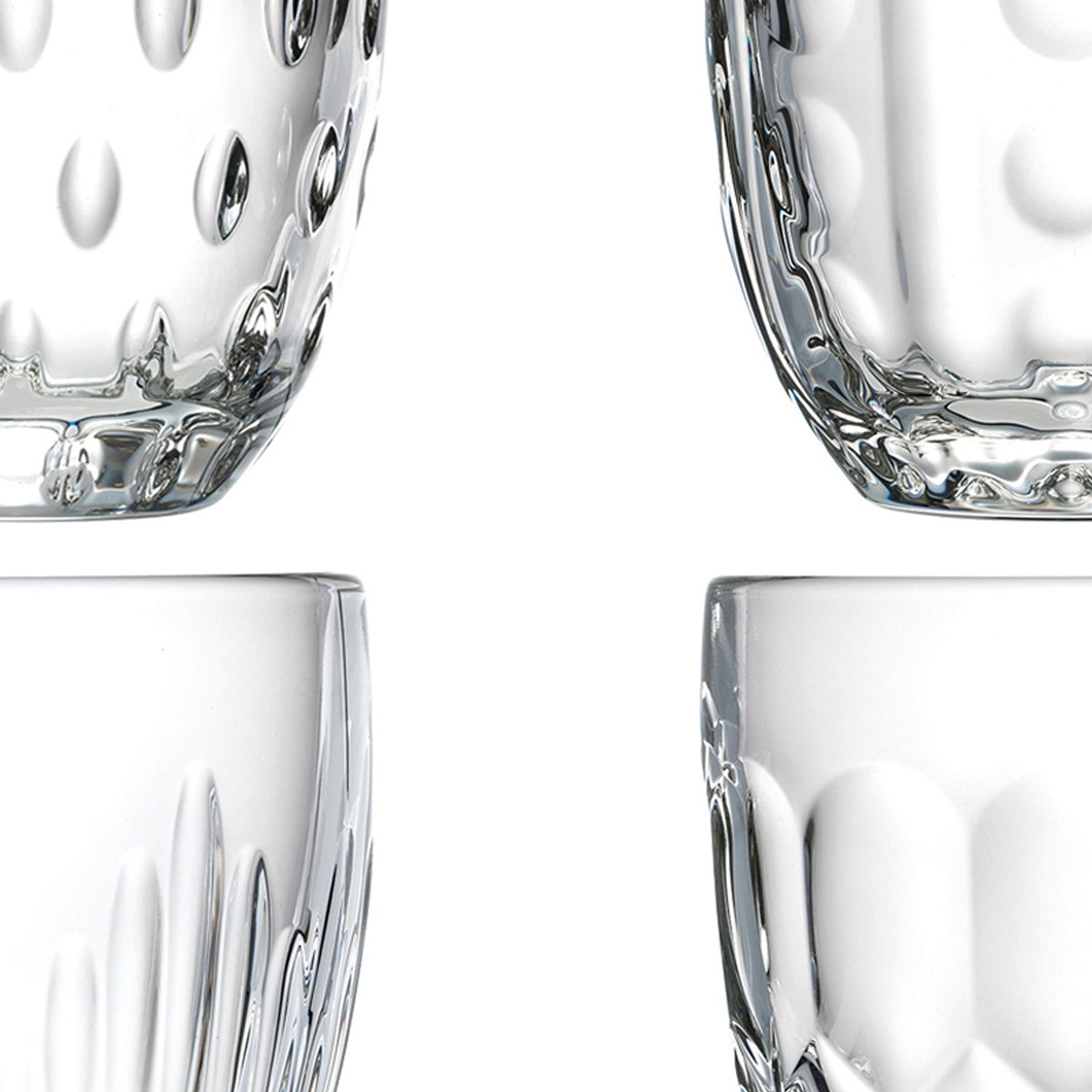 Coffret de 4 verres à eau 4 modèles assortis, TROQUET transparent, LA ROCHERE