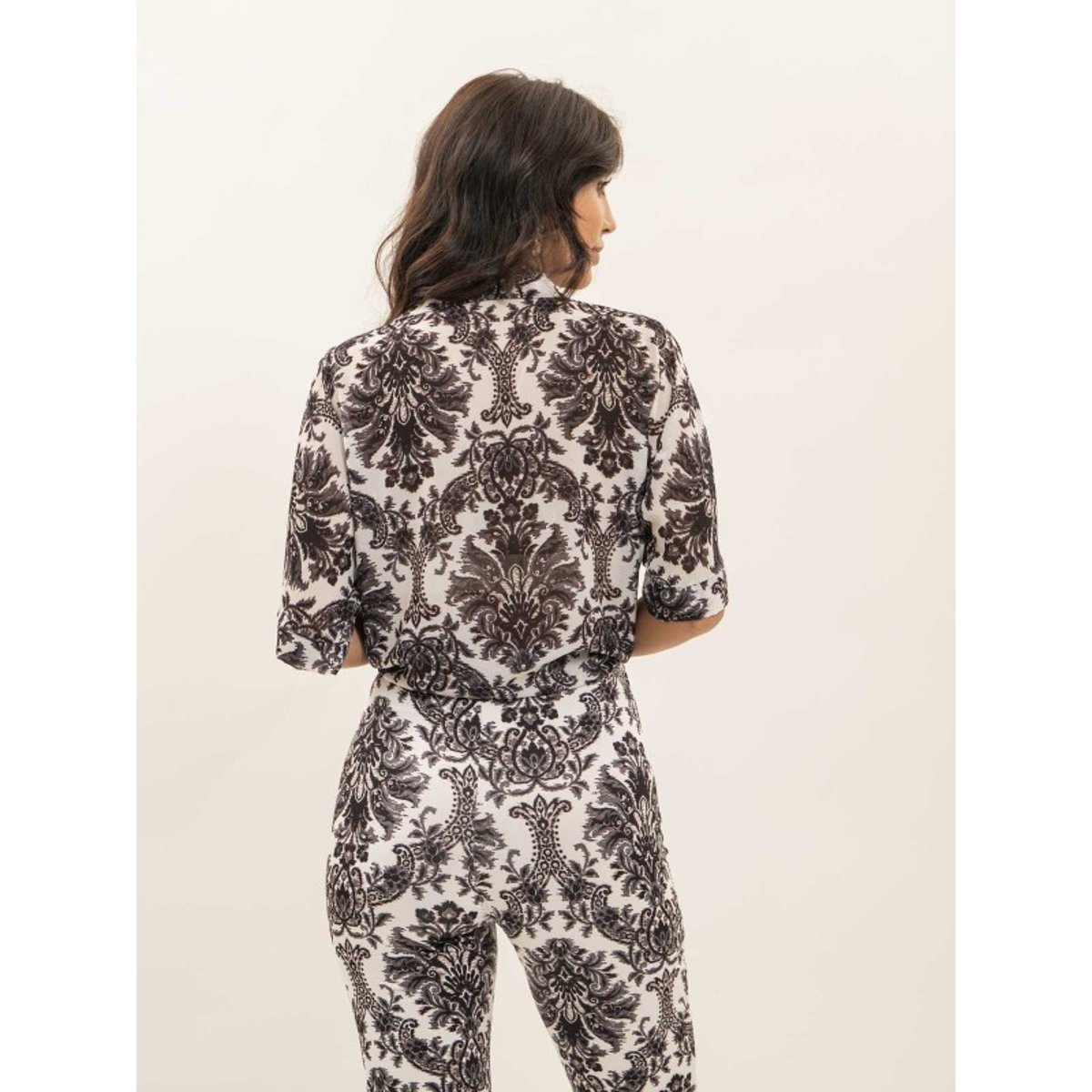 Chemise Motifs Nouée Oxalie noir, DONA LISA