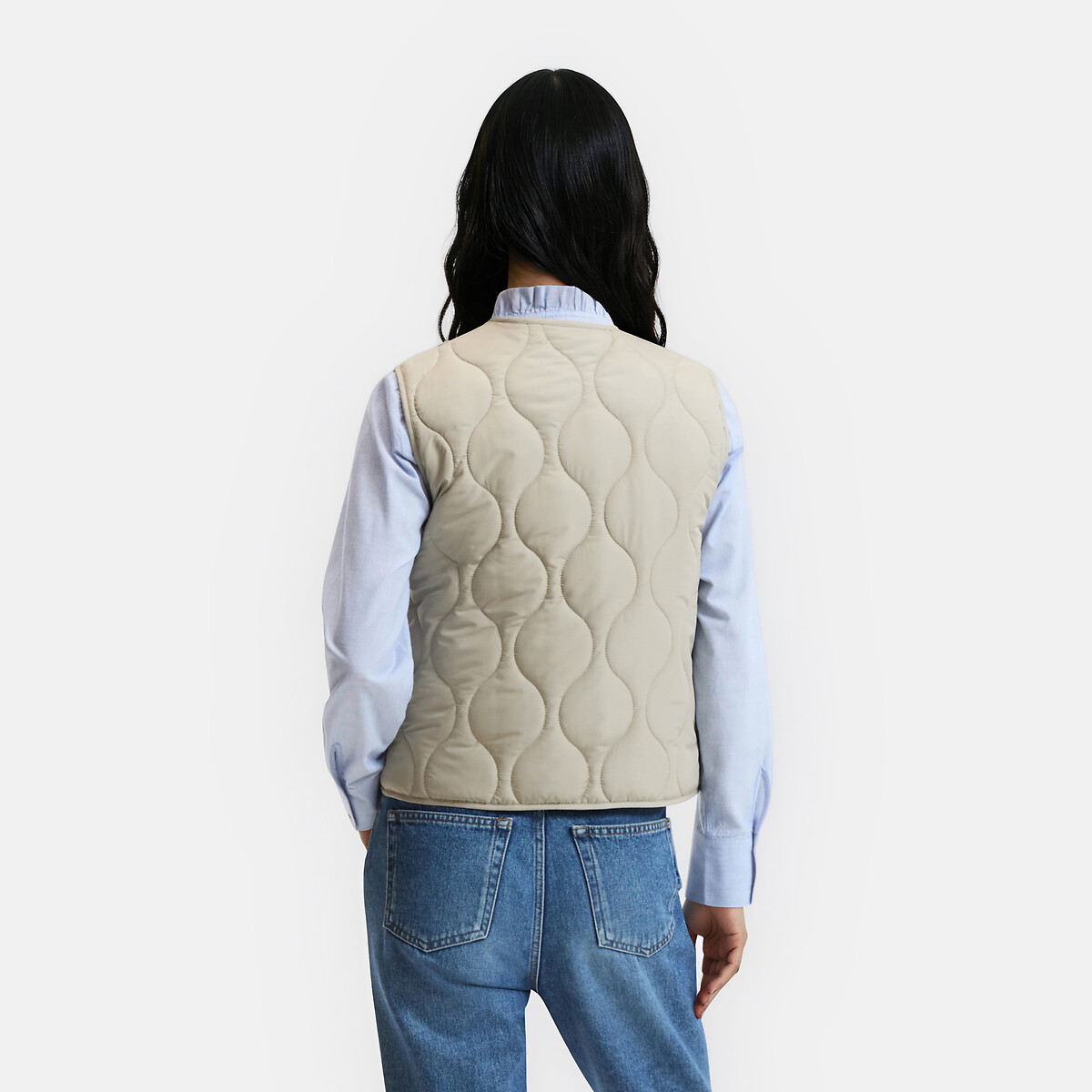 Chaleco acolchado con botones de presión verde grisáceo, LA REDOUTE COLLECTIONS