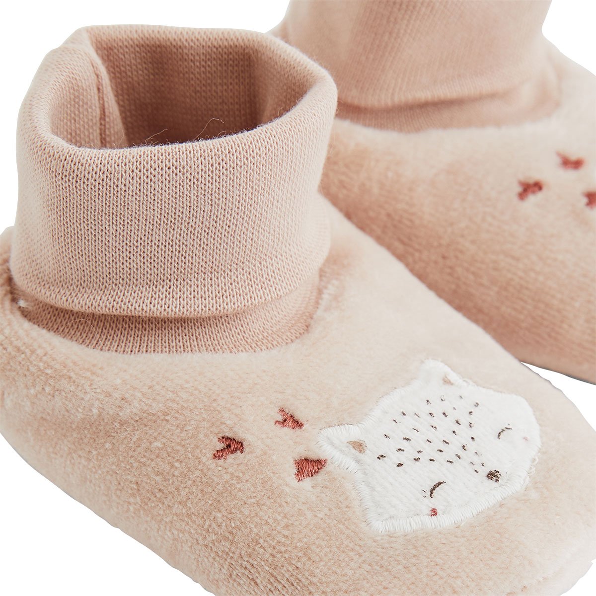 Chaussons bébé en velours Doucette rose, PETIT BEGUIN