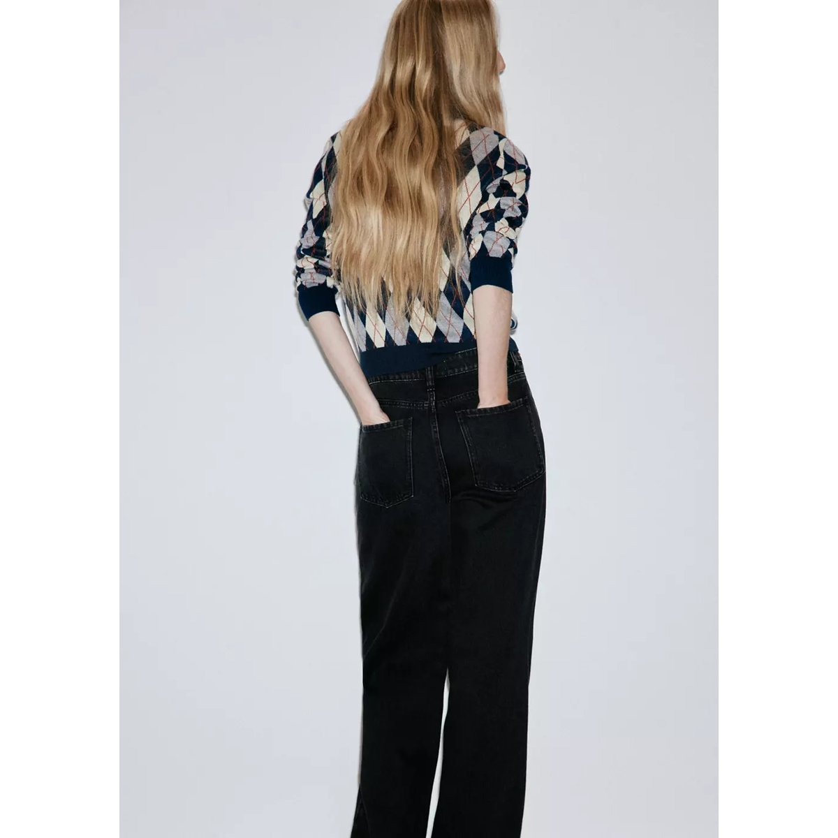 Jean Danila large taille haute black denim, MANGO