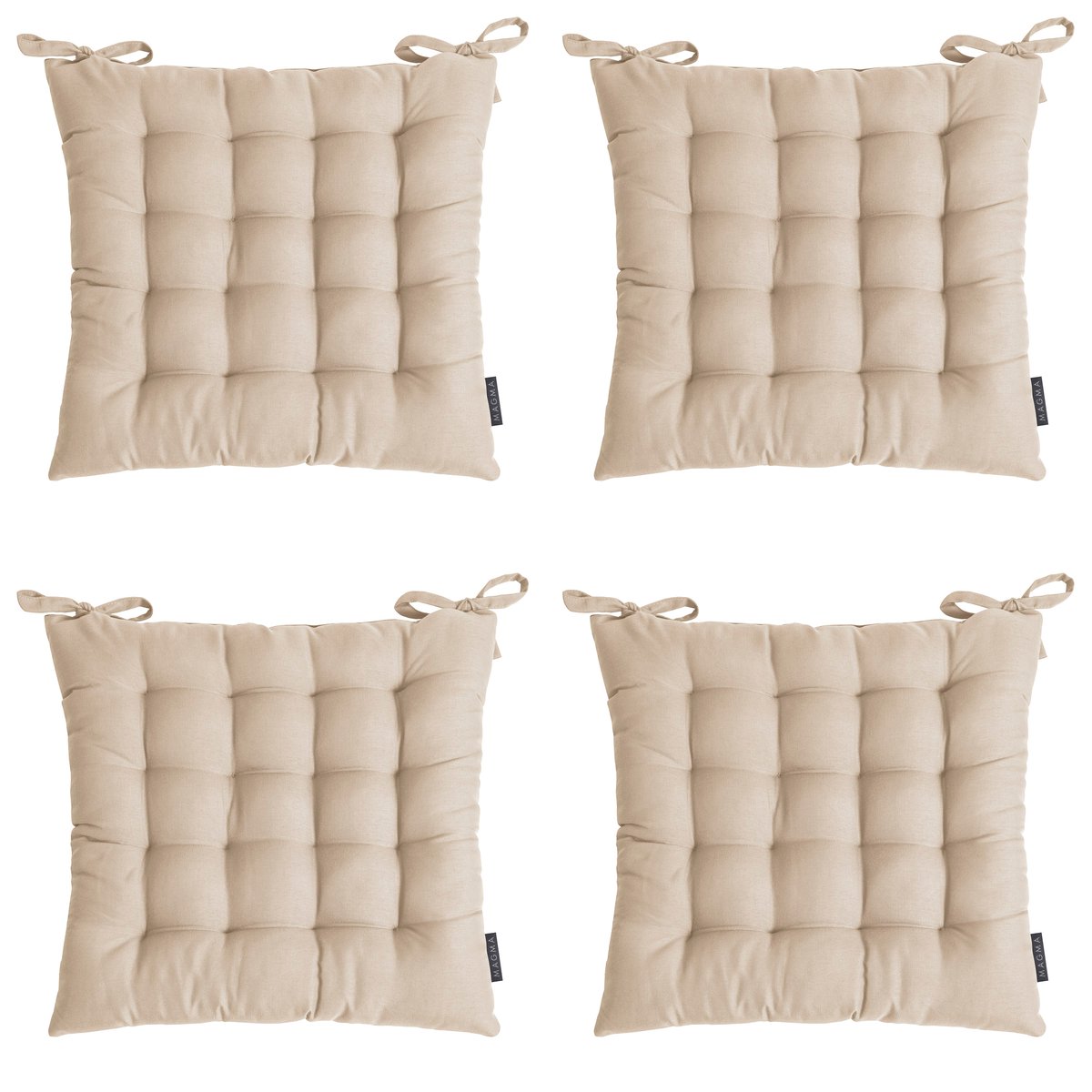 Lot de 4 galettes capitonnéees coton DIEGO beige, MAGMA HEIMTEX