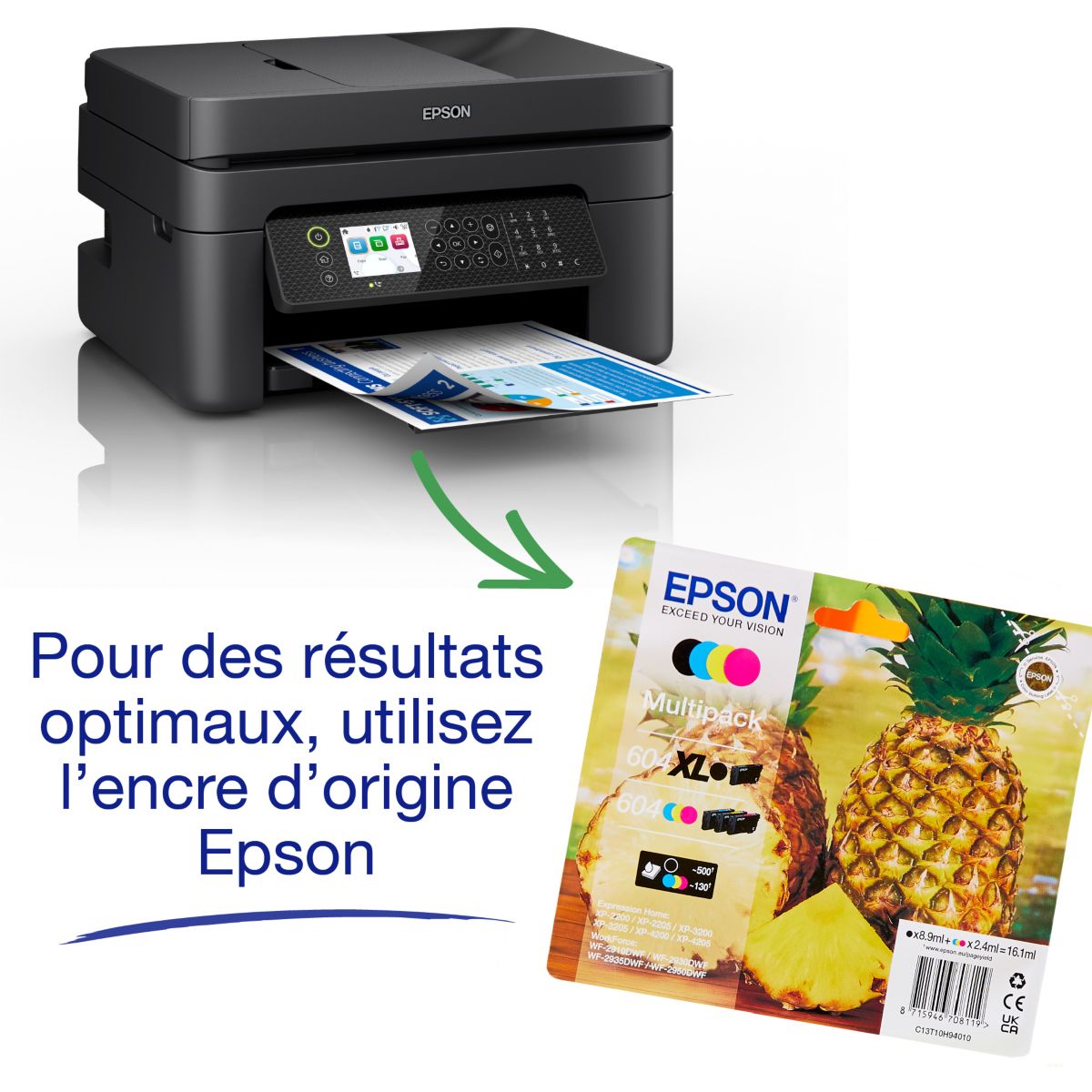 Imprimante jet d'encre WorkForce WF-2950DWF couleur unique, EPSON