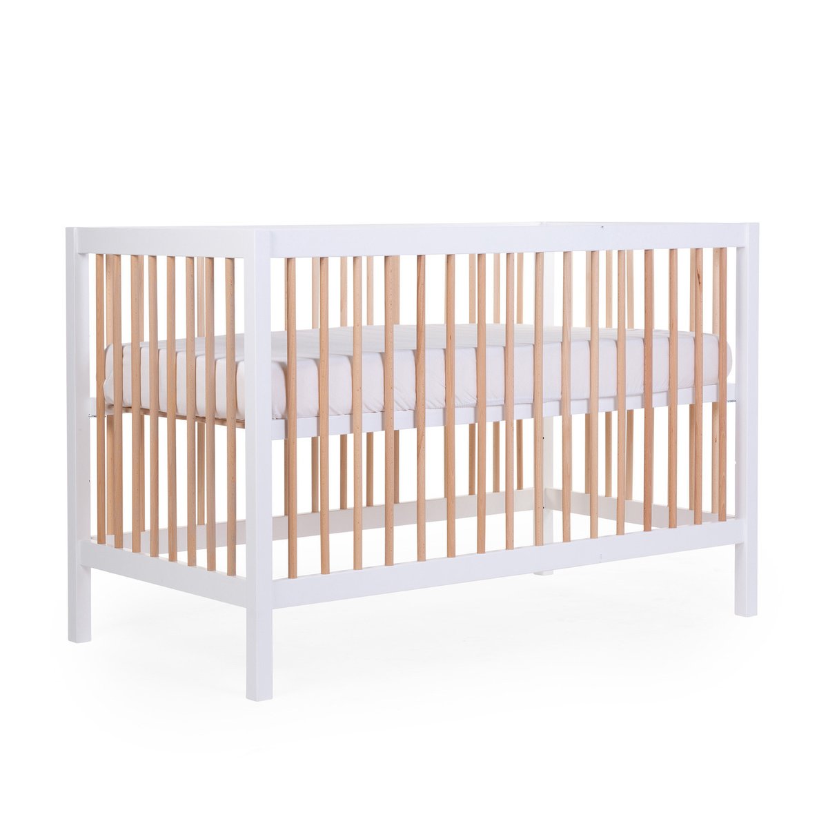 Lit bébé sommier à lattes hauteur réglage 120x60 cm blanc, CHILDHOME