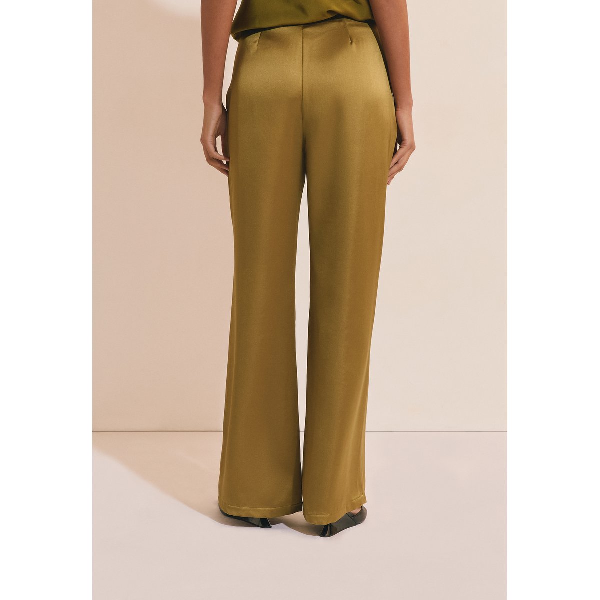 Pantalon droit satiné A PALMA vert, ETAM