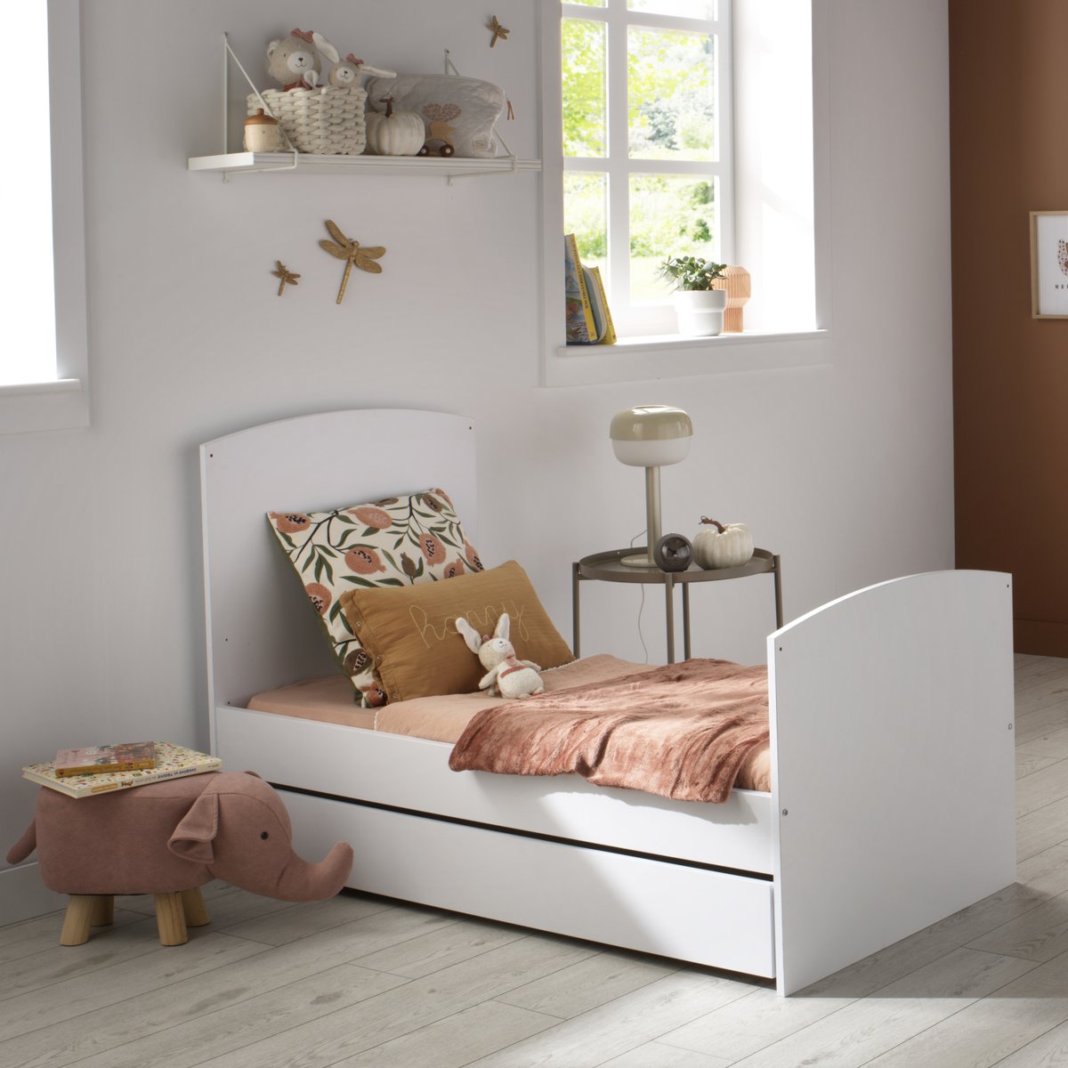 Lit évolutif 70x140 - Little Big Bed - têtes de lit panneaux blanc, SAUTHON