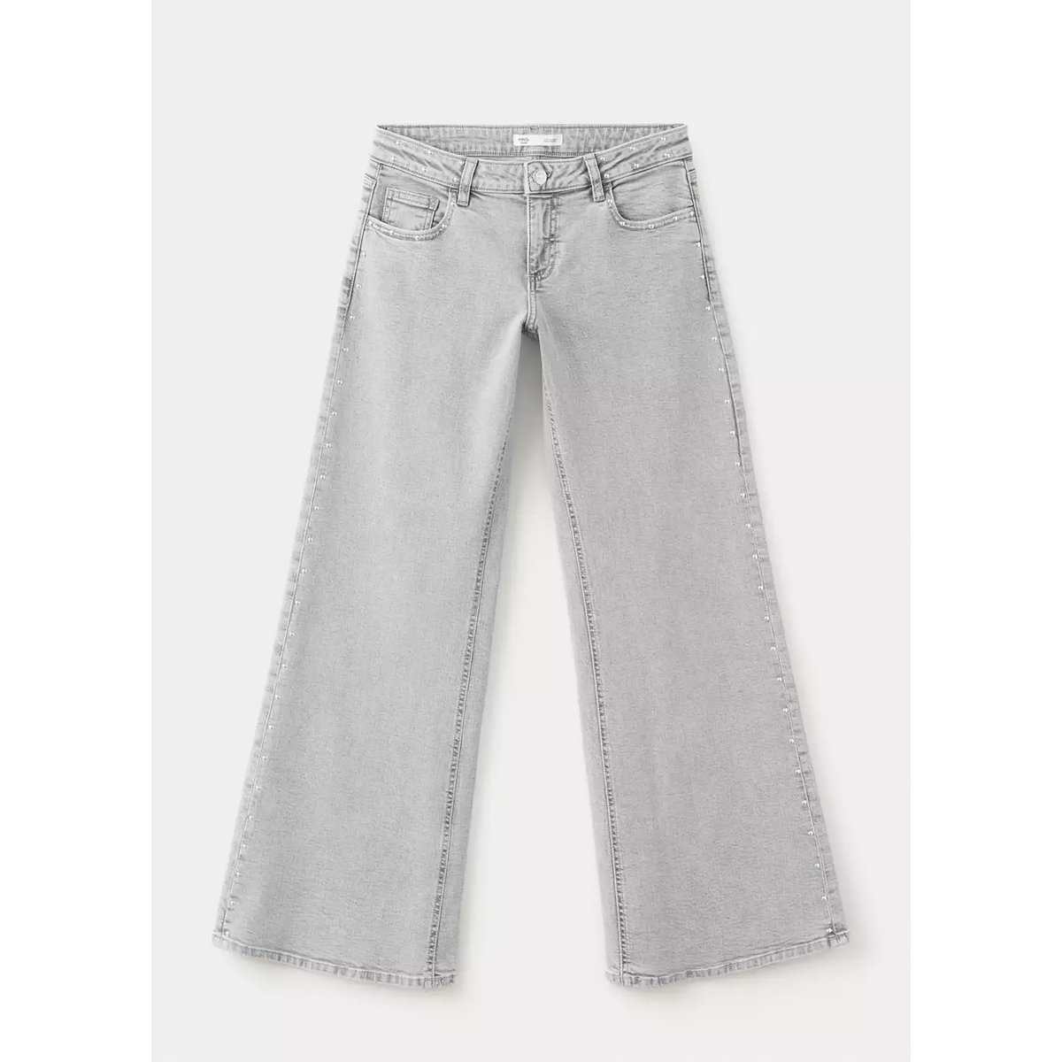 Jean wide leg détails et clous gris denim, MANGO TEEN