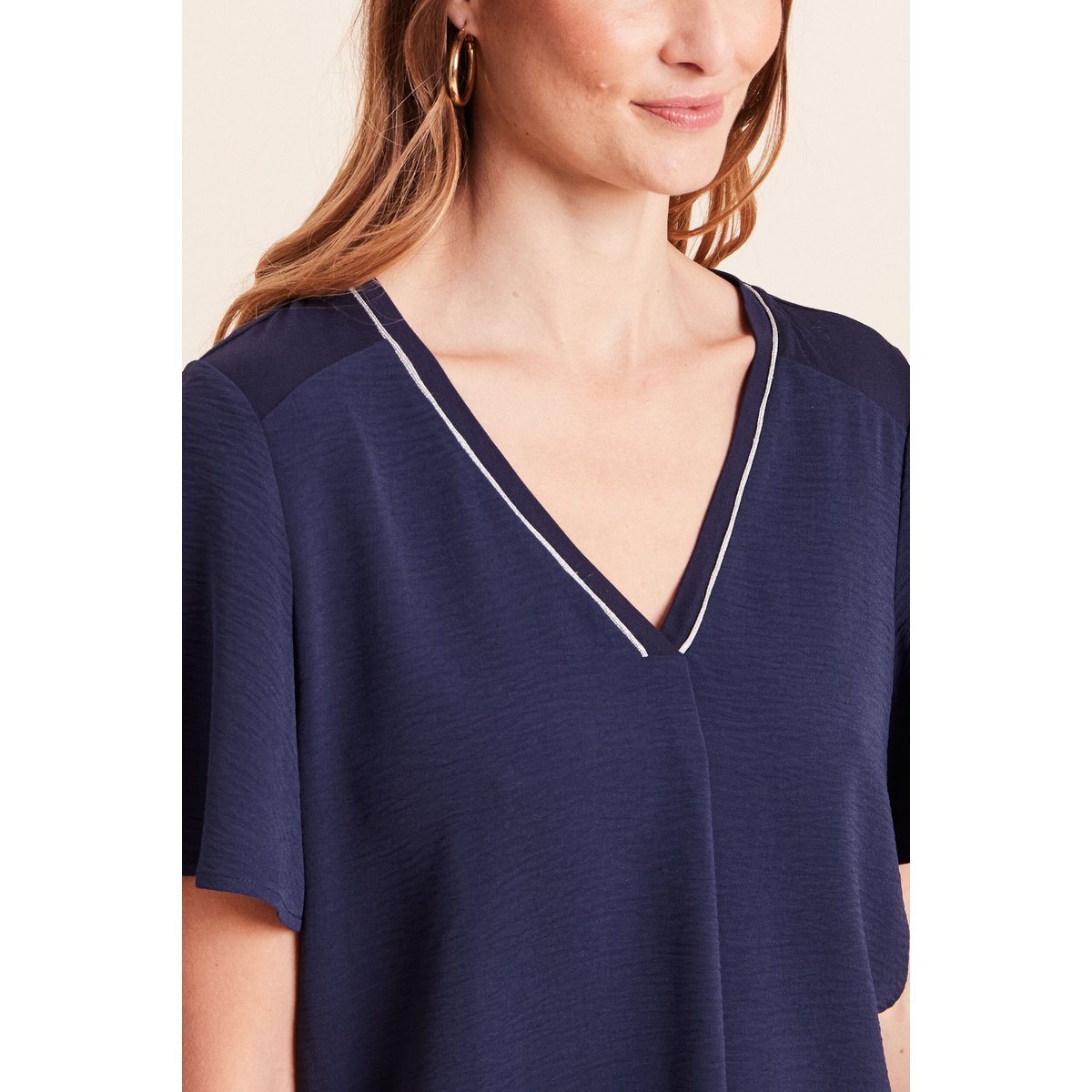 T-shirt bi-matière manches courtes bleu marine, BREAL