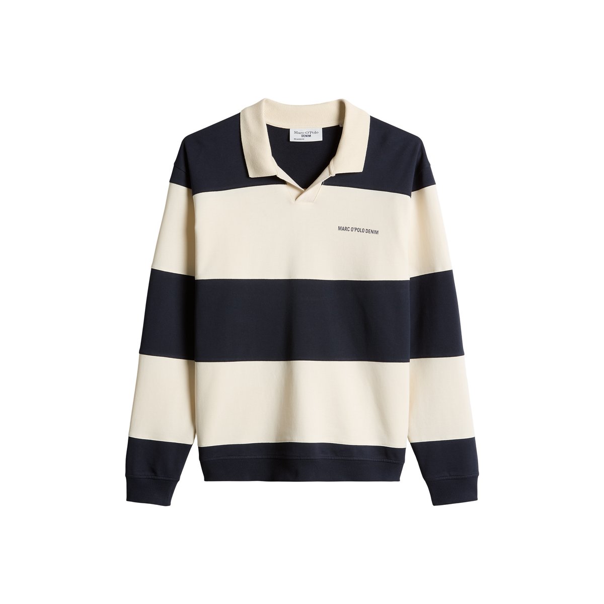 Sweat-shirt polo coupe décontractée avec des rayures Cut & Sew bleu, MARC O’POLO DENIM