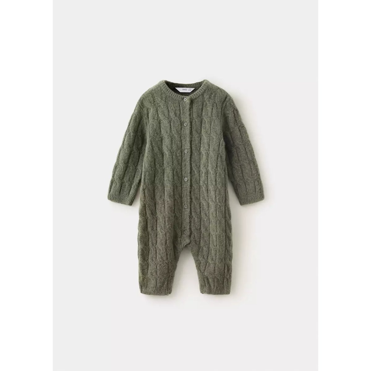 Combinaison longue en maille torsadée vert foncé, MANGO BABY