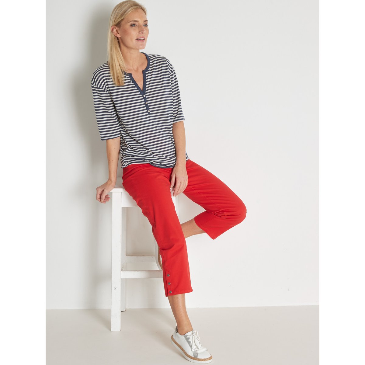 Tee-shirt marinière blanc rayé bleu, DAXON
