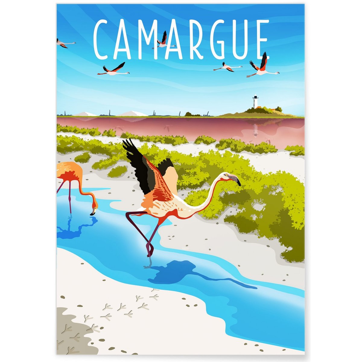 Affiche Camargue blanc, L'AFFICHERIE