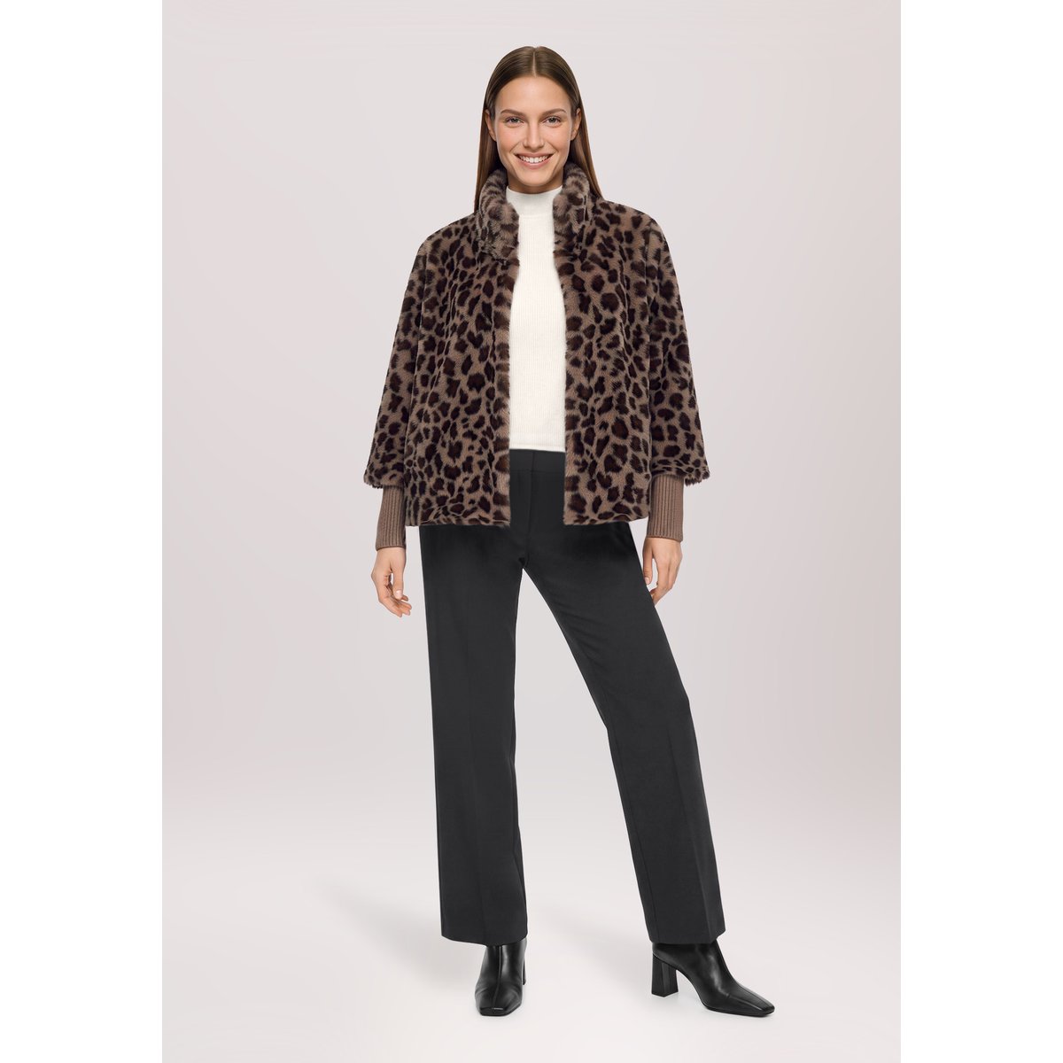 Veste en peluche à col droit taupe/marron, BETTY BARCLAY