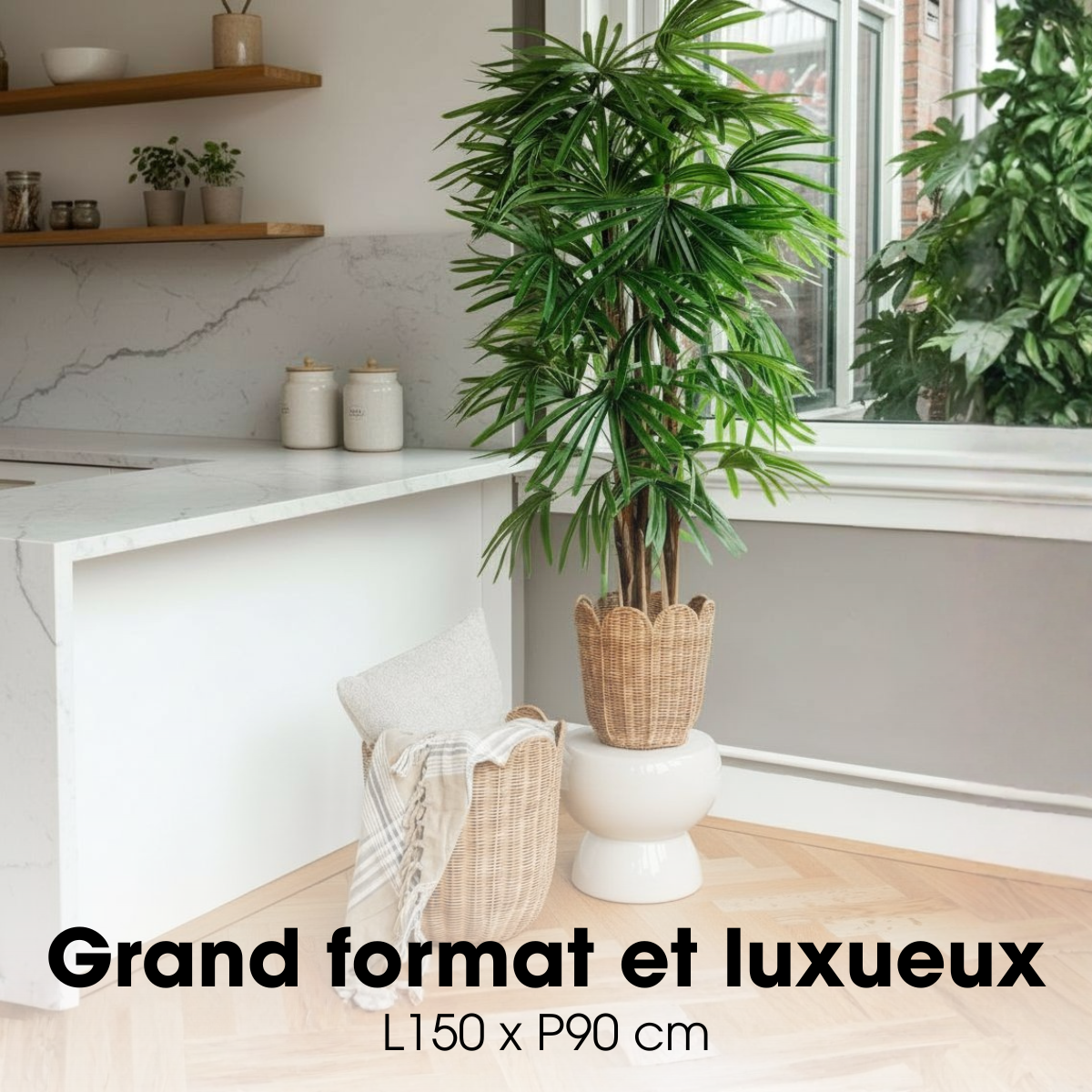 Plante artificielle RAPHIS PALM vert, MICA DECORATIONS