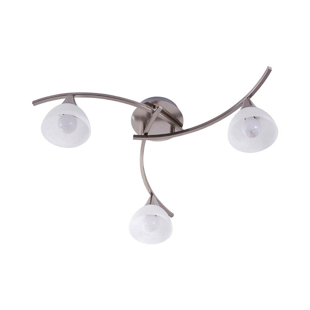 Plafonnier en verre traditionnel, Della blanc, nickel mat, LINDBY