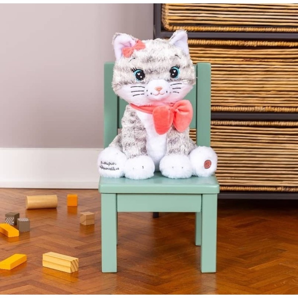 Veilleuse Moustache - Mon chaton lumineux et musical - 28cm gris et blanc, PIOUPIOU ET MERVEILLES