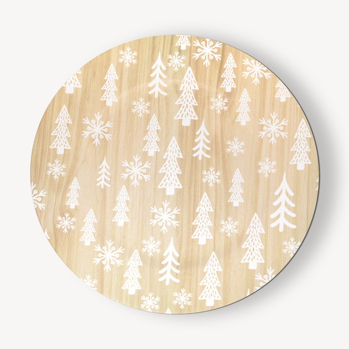 Lot de 12 assiettes de présentation effet bois SAPINS beige, TOILINUX