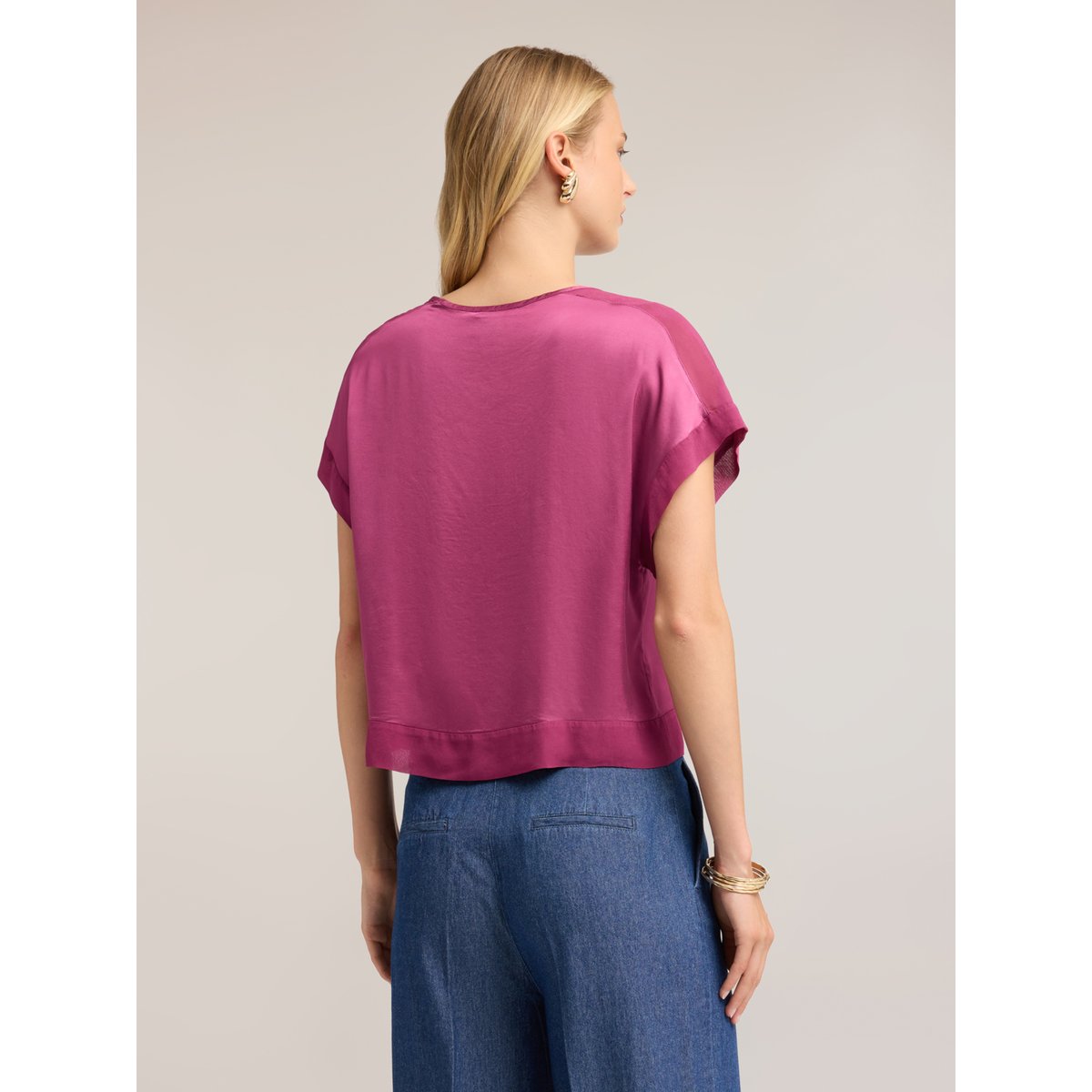 Blouse avec encolure bateau fuchsia, MOTIVI