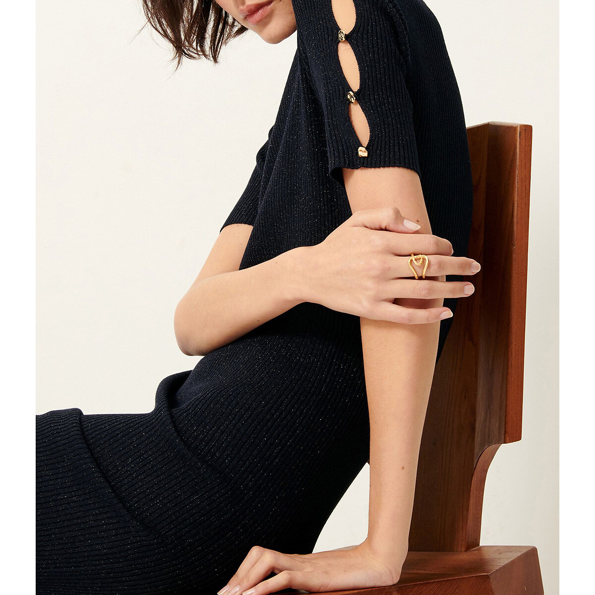 Robe midi maille brillante Little TIM noir, SESSUN