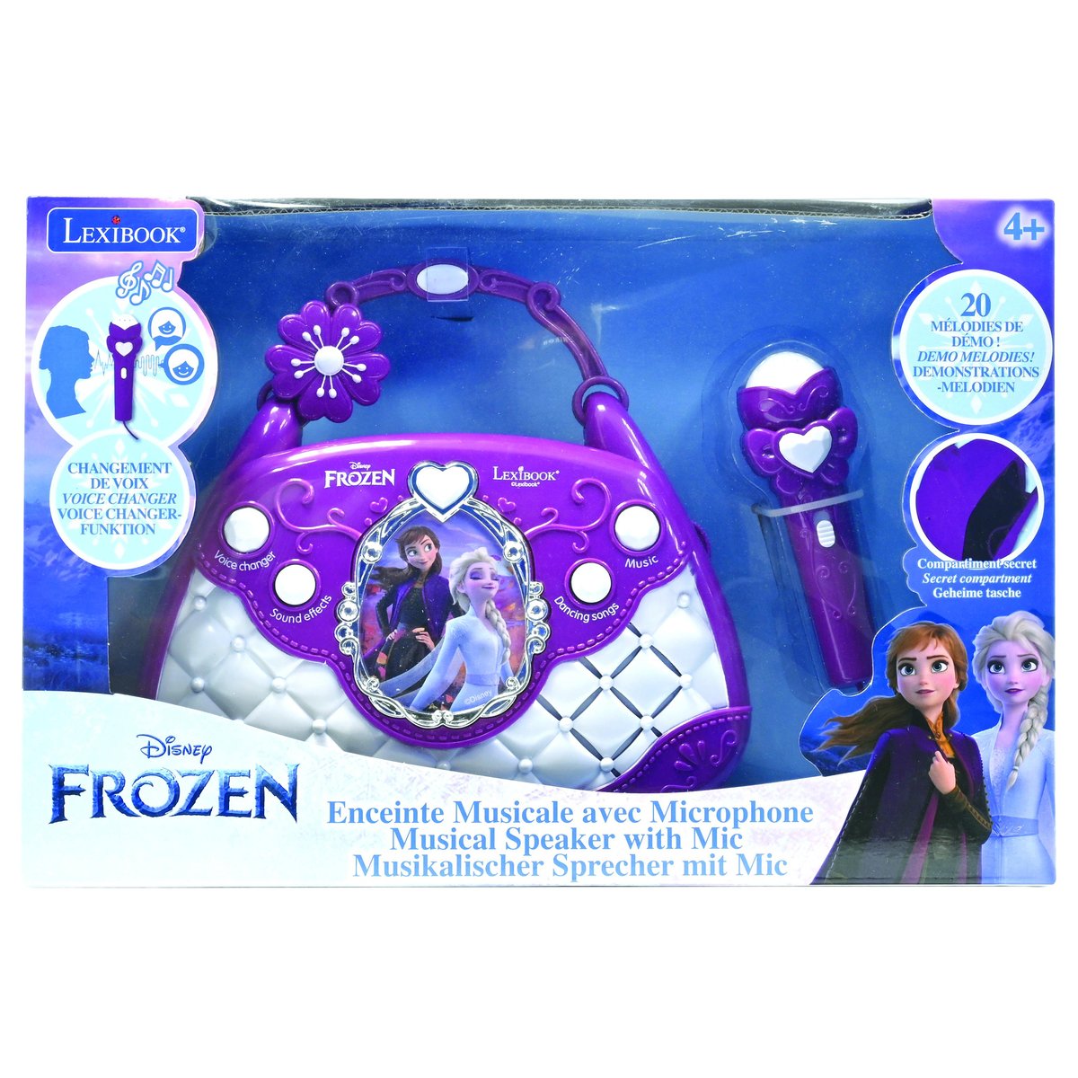 Sac à Main Enceinte Musicale Reine des Neiges violet, LEXIBOOK