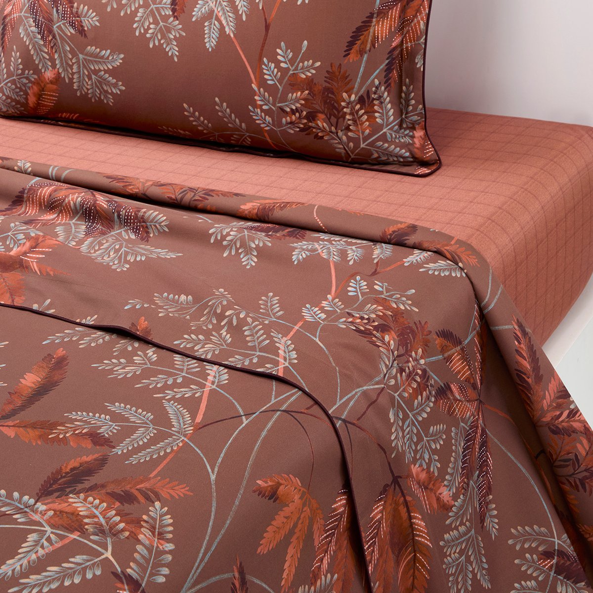 Drap plat en satin de coton marron, MEAULNES multicolore, DESFORGES