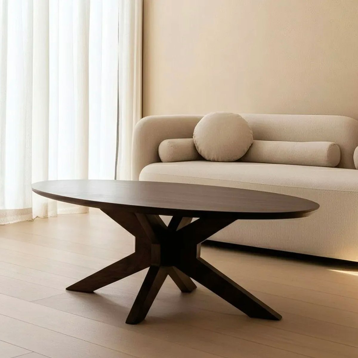 Table basse ovale en bois de manguier 110x60x43cm bois, WADIGA