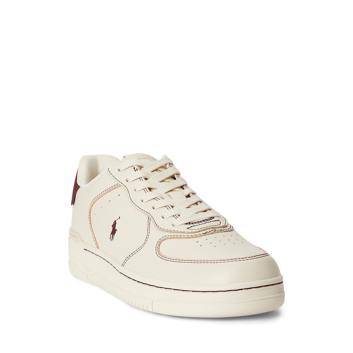 Masters Court Leather Trainers ecru/burgundy, POLO RALPH LAUREN
