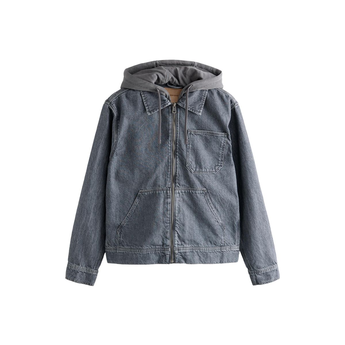 Veste à capuche zippée en denim noir, NEXT