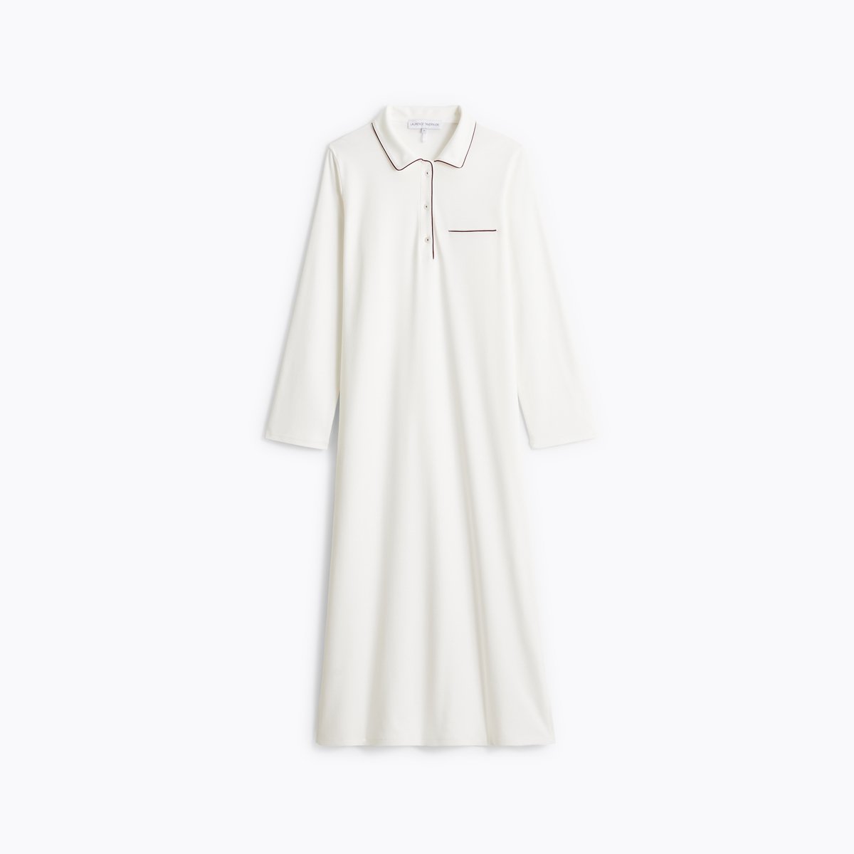 Chemise de nuit longue col polo en coton MYSTÉRIEUSE ecru, LAURENCE TAVERNIER