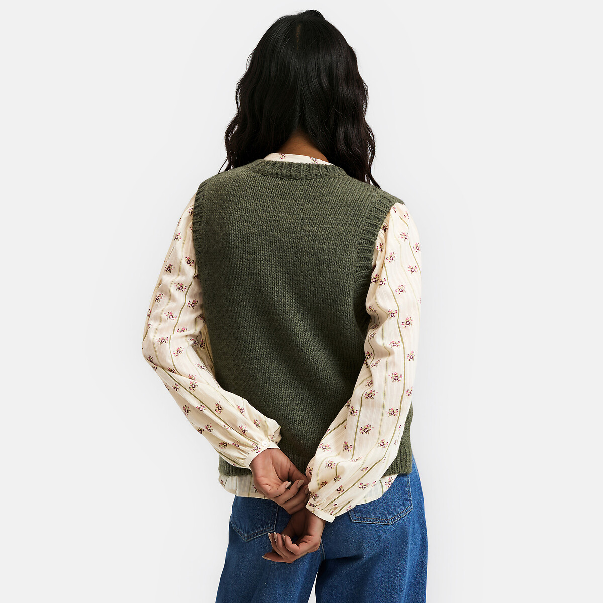 Chaleco, cuello redondo caqui, LA REDOUTE COLLECTIONS