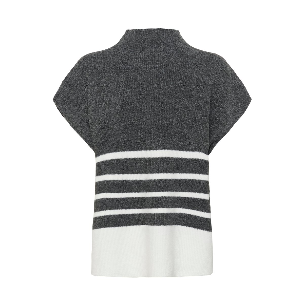 Manteau tricoté gris dark grey white stripe, CREAM