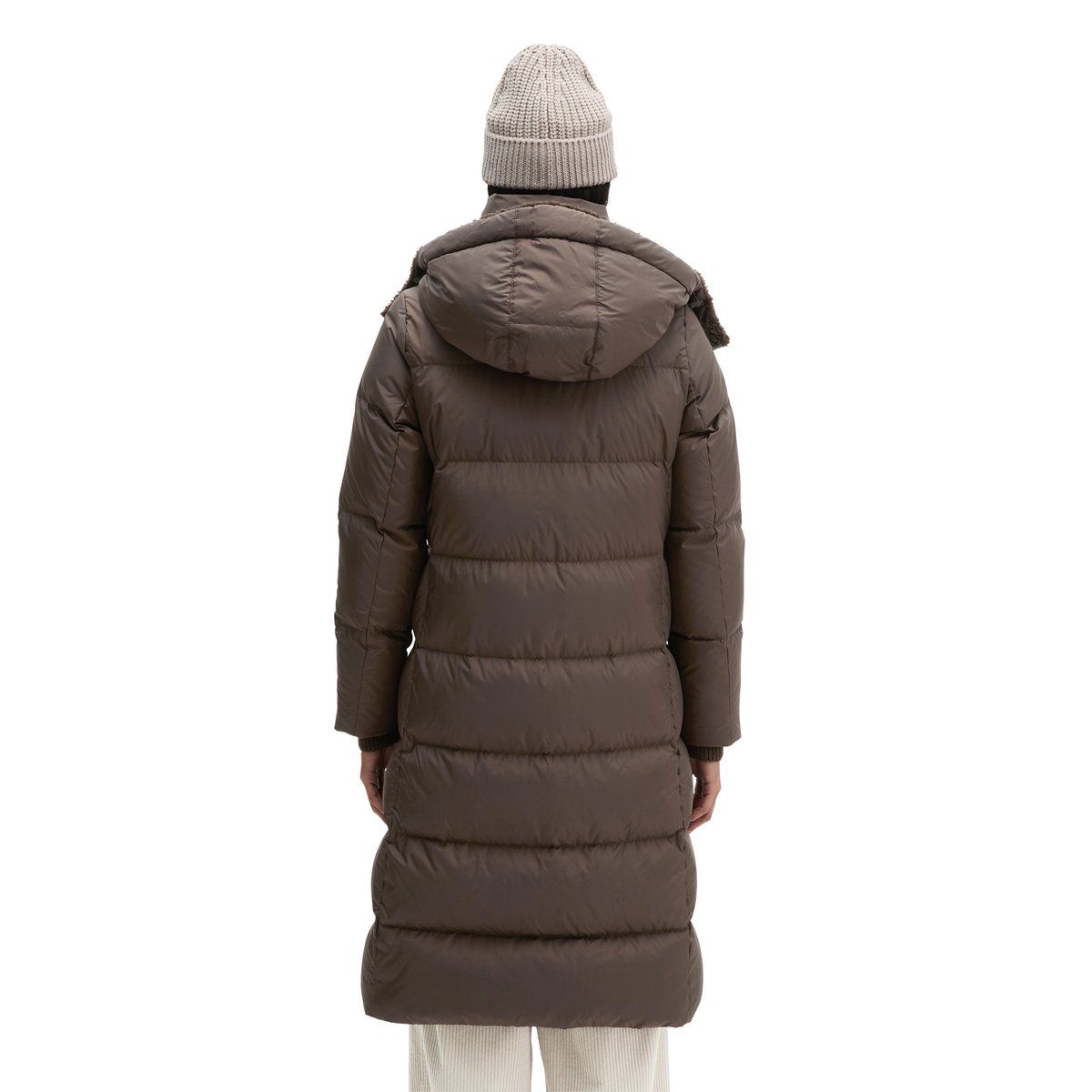 Manteau matelassé en duvet à capuche, coupe régulière avec une surface hydrofuge marron, MARC O'POLO