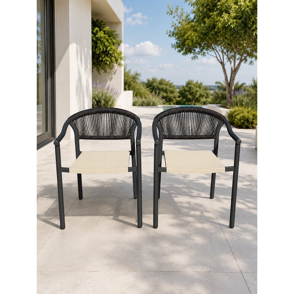 Lot de 2 fauteuils de jardin SUMBA gris anthracite, DCB GARDEN